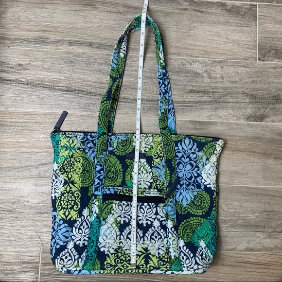 Vera Bradley blue and green damask shoulder tote - Picture 6 of 10